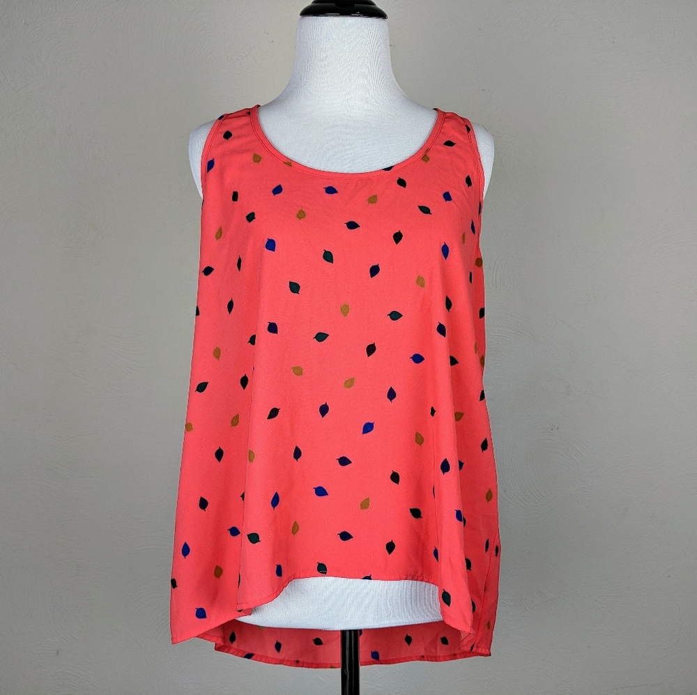 Collective Concepts Tank Top Racerback Orange Leaf Boho Novelty Spring Summer